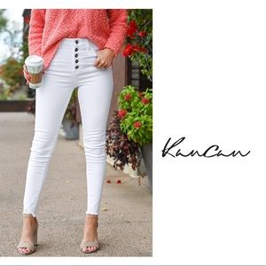 FIRM🔥NEW KanCan Exposed Button Raw Hem Jeans i